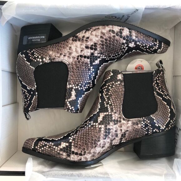 Blondo Waterproof Emelia Leather Bootie in Snakeskin Design Steve Madden Owned - Picture 1 of 8